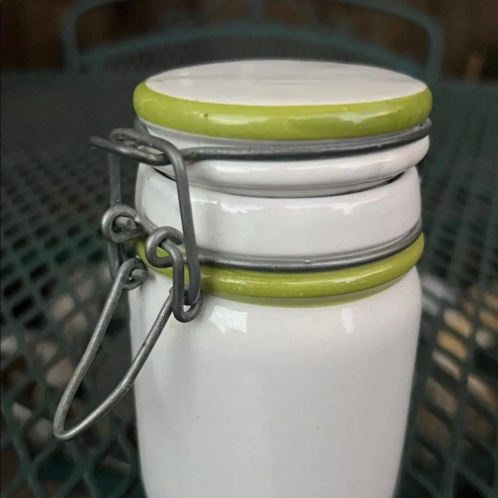 Vintage Italian Red and Green Strawberry Hinged Ceramic Jar Canister with Lid